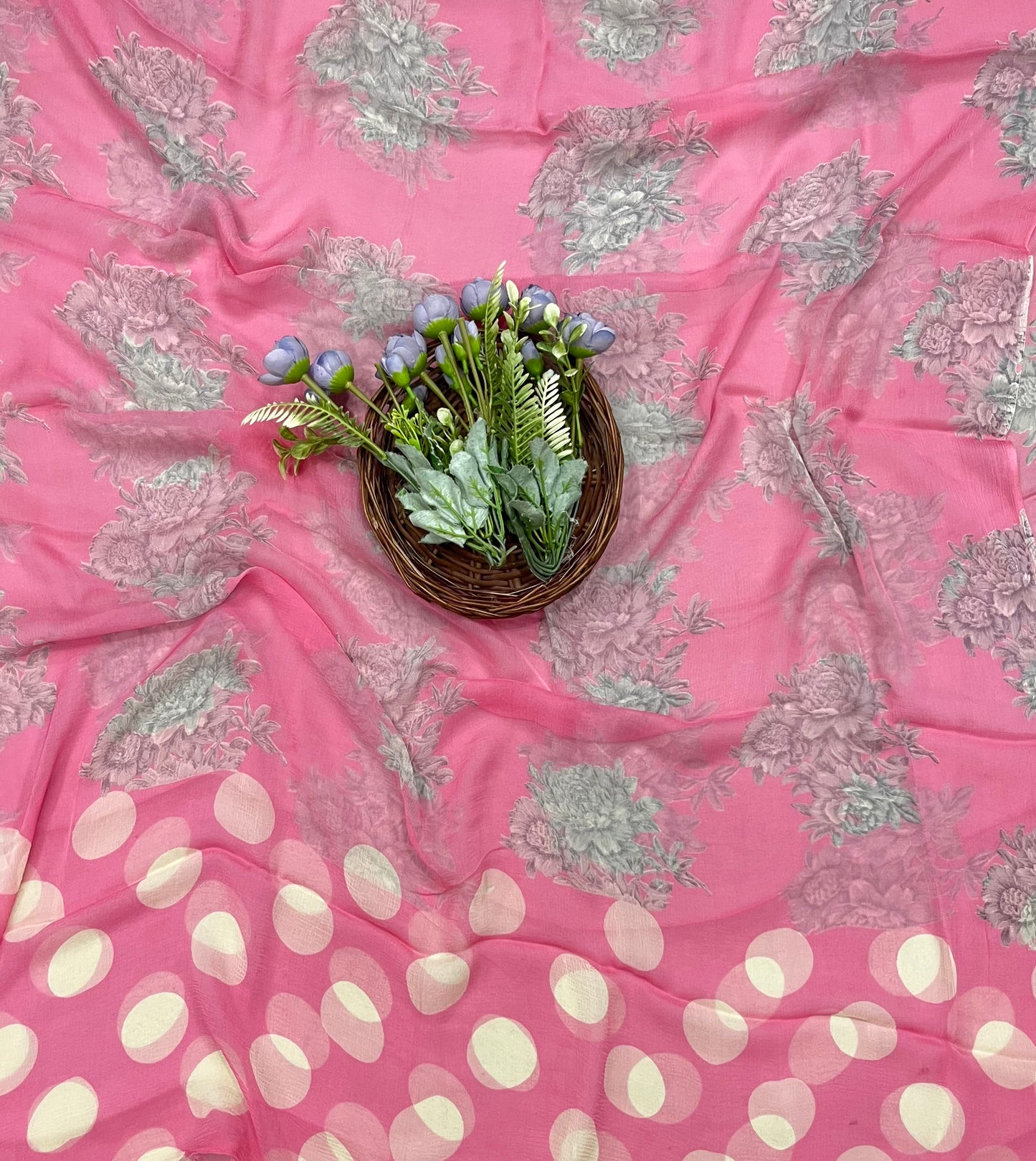 Ckc 154 Chiffon Polka Dot Pink Suit Fabric / CKC Polka Story