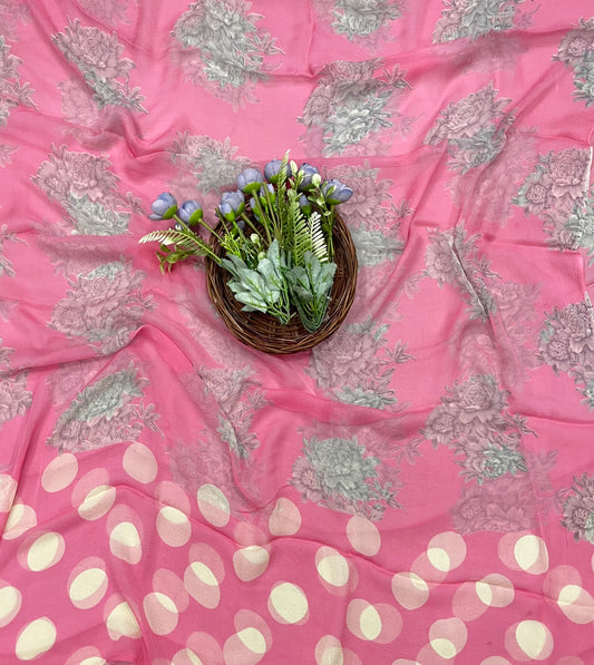 Ckc 154 Chiffon Polka Dot Pink Suit Fabric / CKC Polka Story