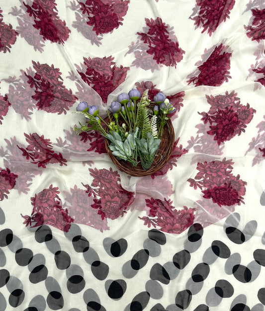 Ckc 149 Chiffon Polka Dot Cream With Black Suit Fabric / CKC Polka Story