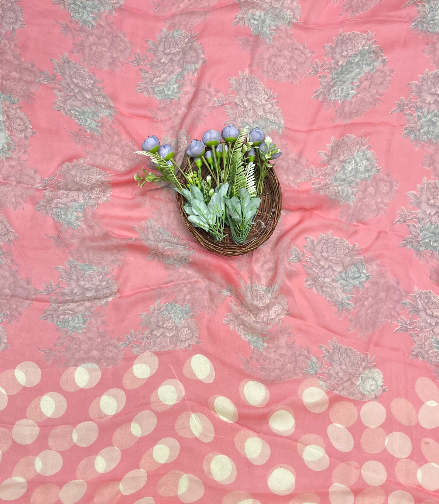 Ckc 155 Chiffon Polka Dot Peach Suit Fabric / CKC Polka Story