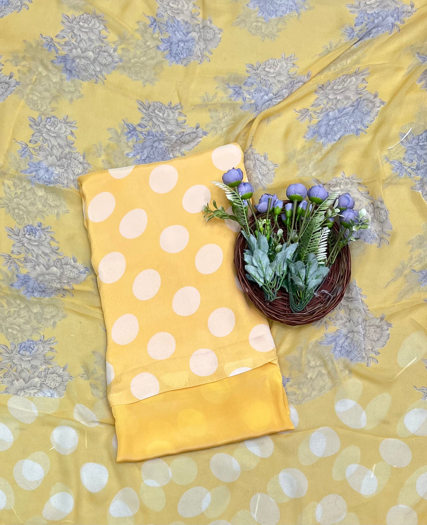 Chinon Polka Dot Light Yellow Suit Fabric - Studio CKC