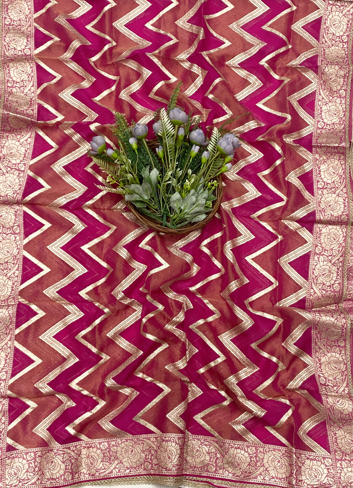 243C Silk Peachy Pink With Hot Pink Suit Fabric / CKC Partywear Collection