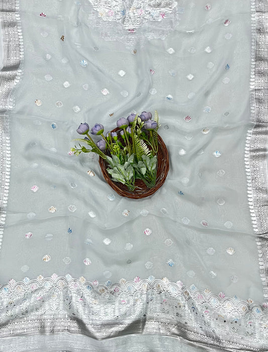 Organza Light Grey Suit Fabric/ CKC Partywear Collection