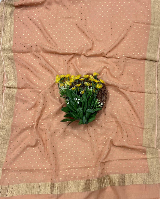 Ckc 372 Georgette Light Peach Suit Fabric/ CKC Partywear Collection