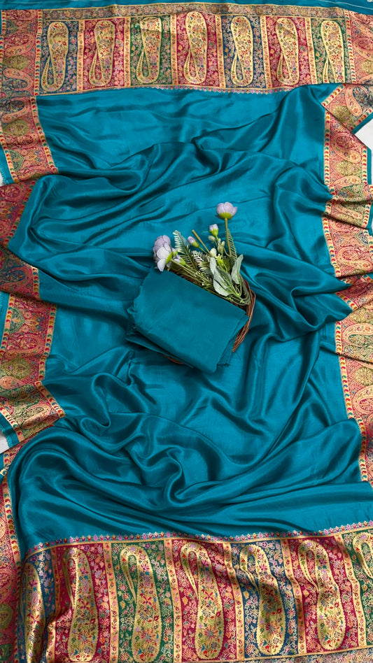 Dola Silk Ferozi Suit Fabric / Banarasi Baithak