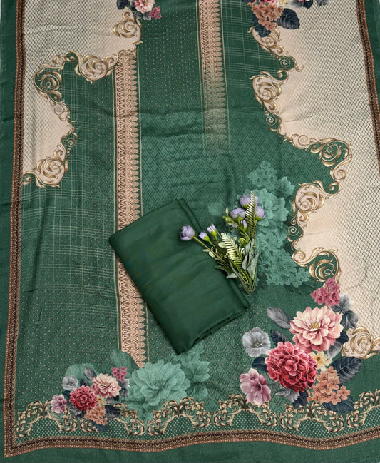 Pashmina Print Skin With Dark Green Suit Fabric / CKC Winter Suits