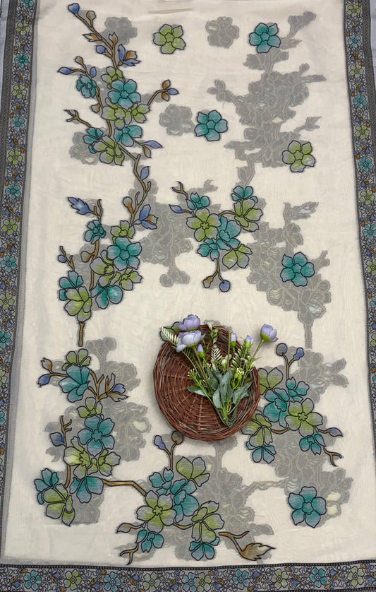 17 A Tissue Cream With Green Suit Fabric/ CKC Partywear Collection