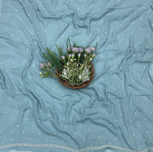 455C Lakhnavi Georgette Ice Blue Suit Fabric/ CKC Lakhnavi Suits