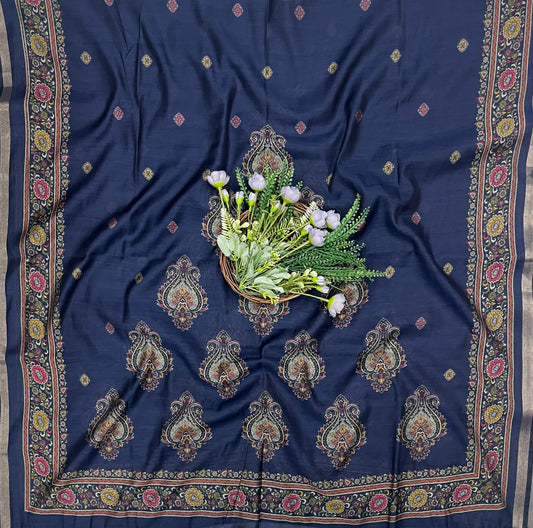 691B Maheshwari Navy Blue Suit Fabric / CKC Maheshwari Suits