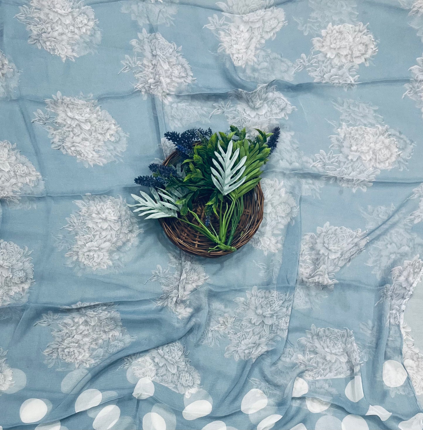 Ckc 913 Chiffon Polka Dot Light Ice Blue Suit Fabric / CKC Polka Story