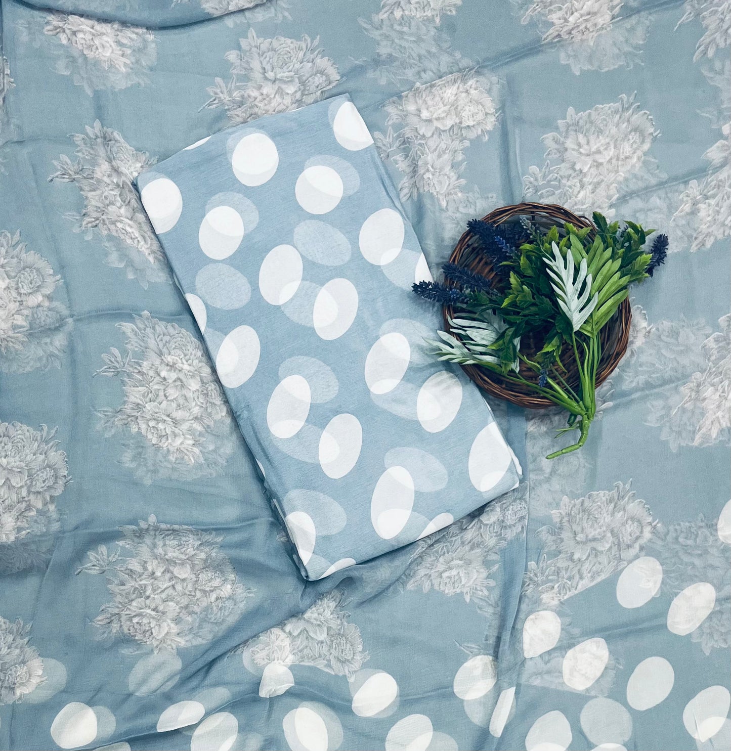 Chinon Polka Dot Grey Suit Fabric - Studio CKC