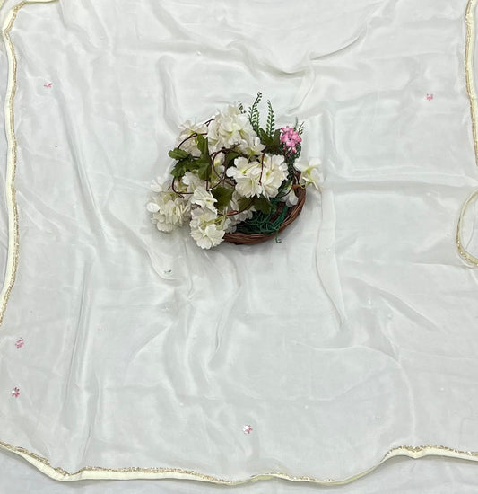 Ckc 465 Georgette Cream Suit Fabric/ CKC Partywear Collection