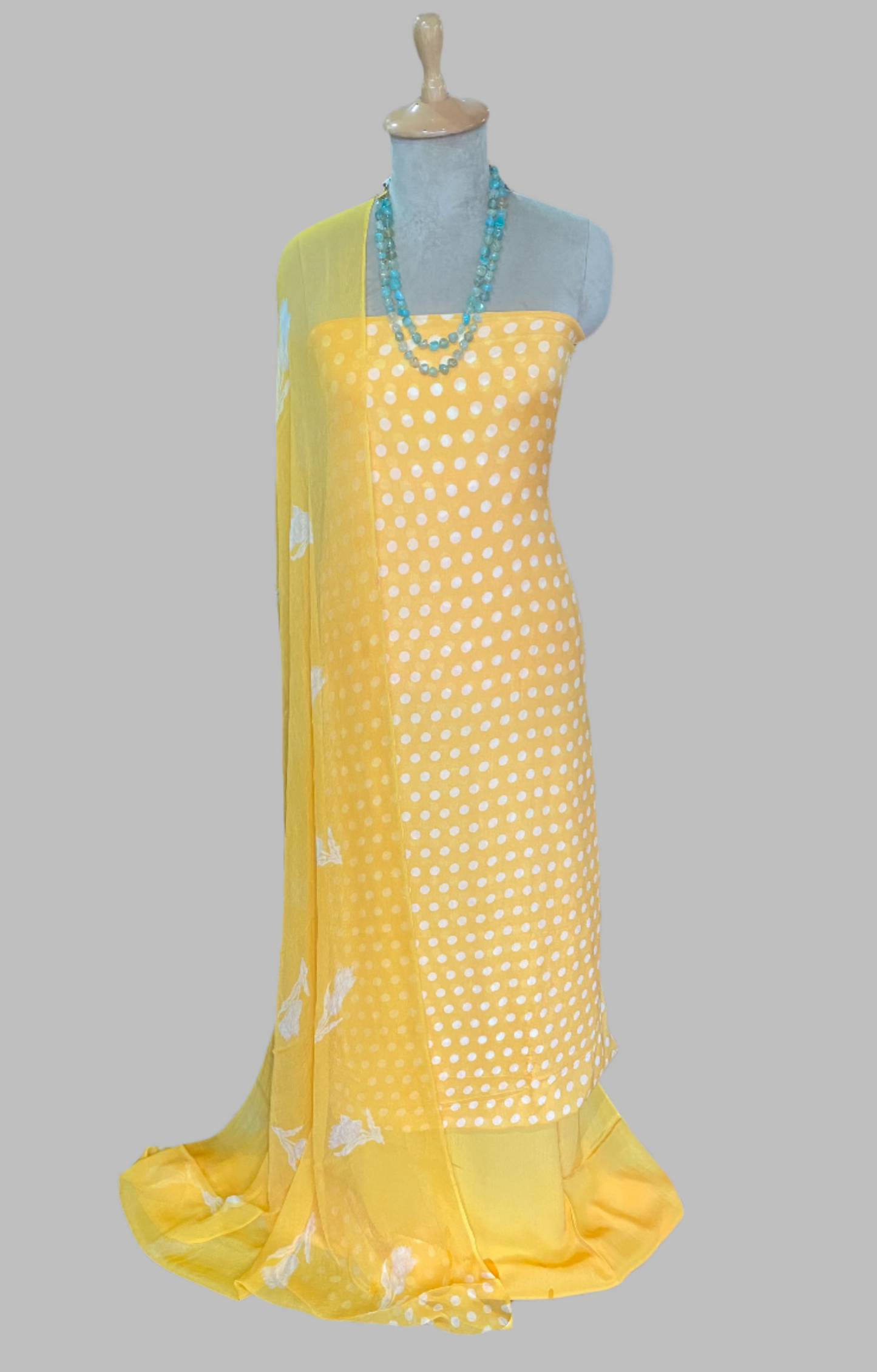 Chinon Polka Dot Yellow Suit Fabric / Polka Story