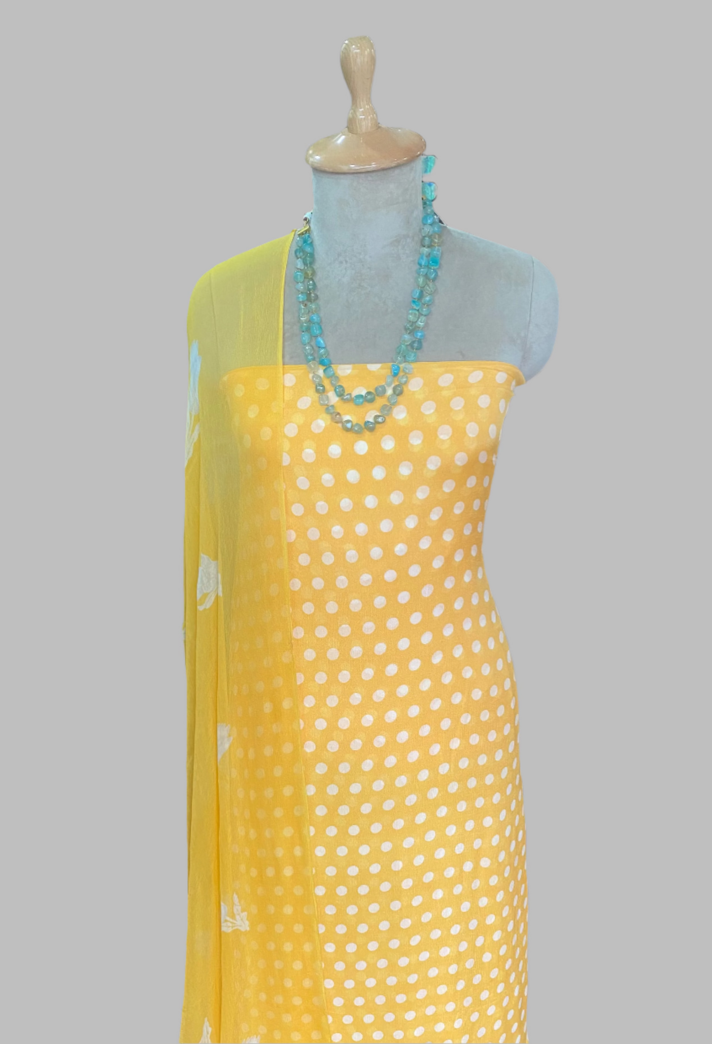 Chinon Polka Dot Yellow Suit Fabric / Polka Story