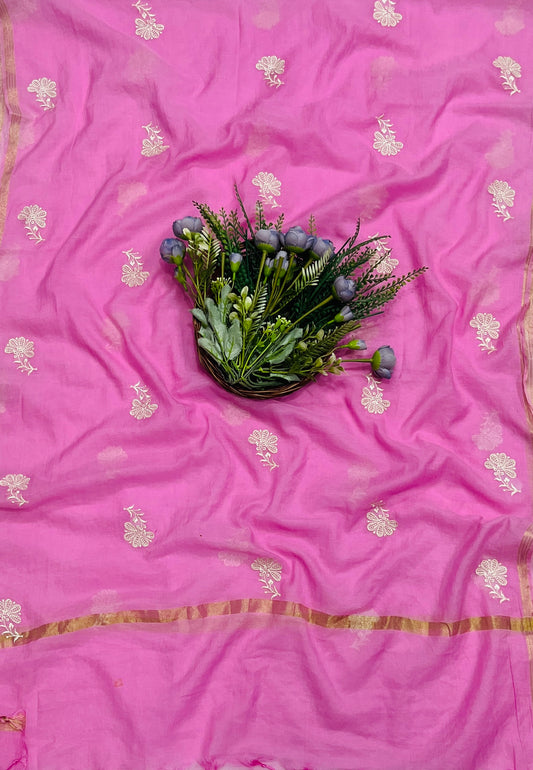 744B Mul Cotton Pink Color Suit Fabric / CKC Mul Cotton