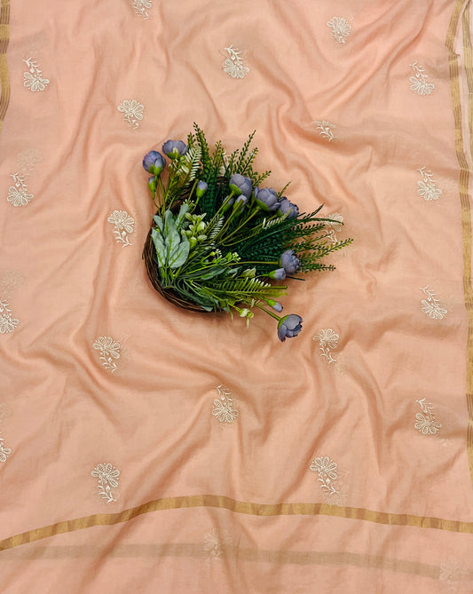 741B Mul Cotton Peach Color Suit Fabric / CKC Mul Cotton