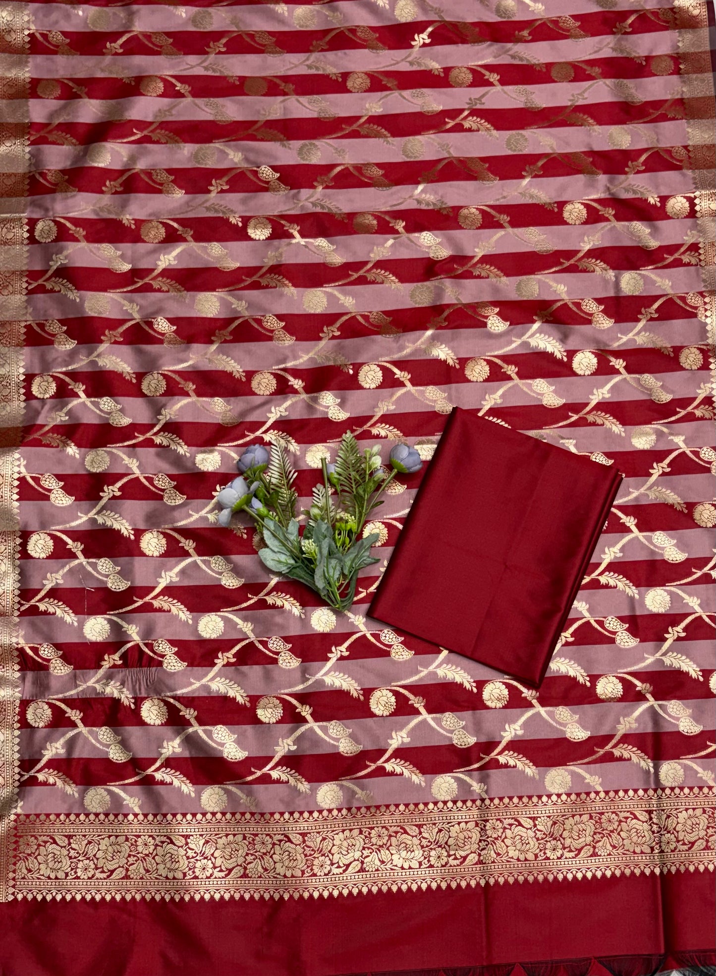 CKC 873 Banarasi Silk Dusty Pink With Rust Red Suit Fabric / CKC Banarasi Edit