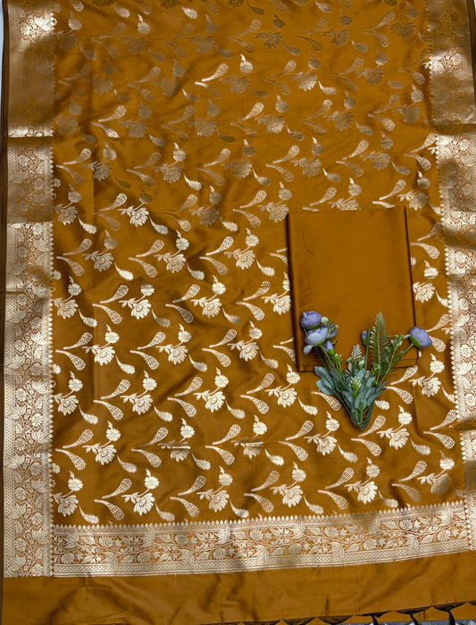 Banarasi Silk Mustard Suit Fabric / CKC Banarasi Edit