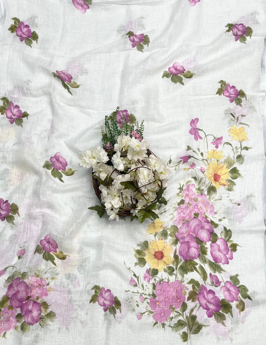 क्रेप गुलाबी सूट संग्रह / हाथ से पेंट किए गए सूट