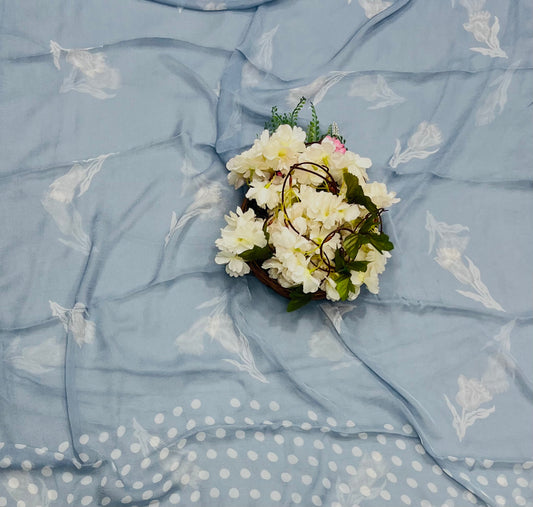 Georgette Polka Dot Ice Blue Suit Fabric / CKC Polka Story