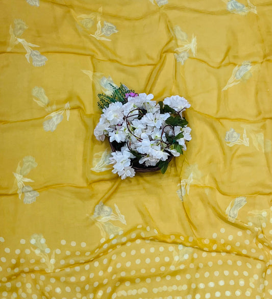 Georgette Polka Dot Mustard Suit Fabric / CKC Polka Story