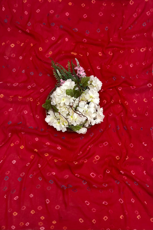 Jaipuri Georgette Red Suit Fabric / CKC Jaipuri Suits