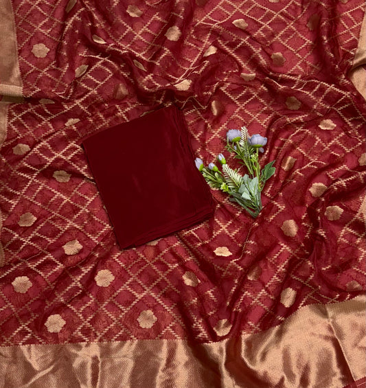 Brocade Maroon Suit Fabric / CKC Banarasi Edit