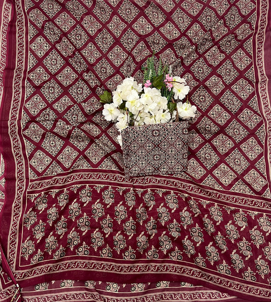 CKC 798 Cotton Maroon Suit Fabric/ CKC Cotton Bazaar