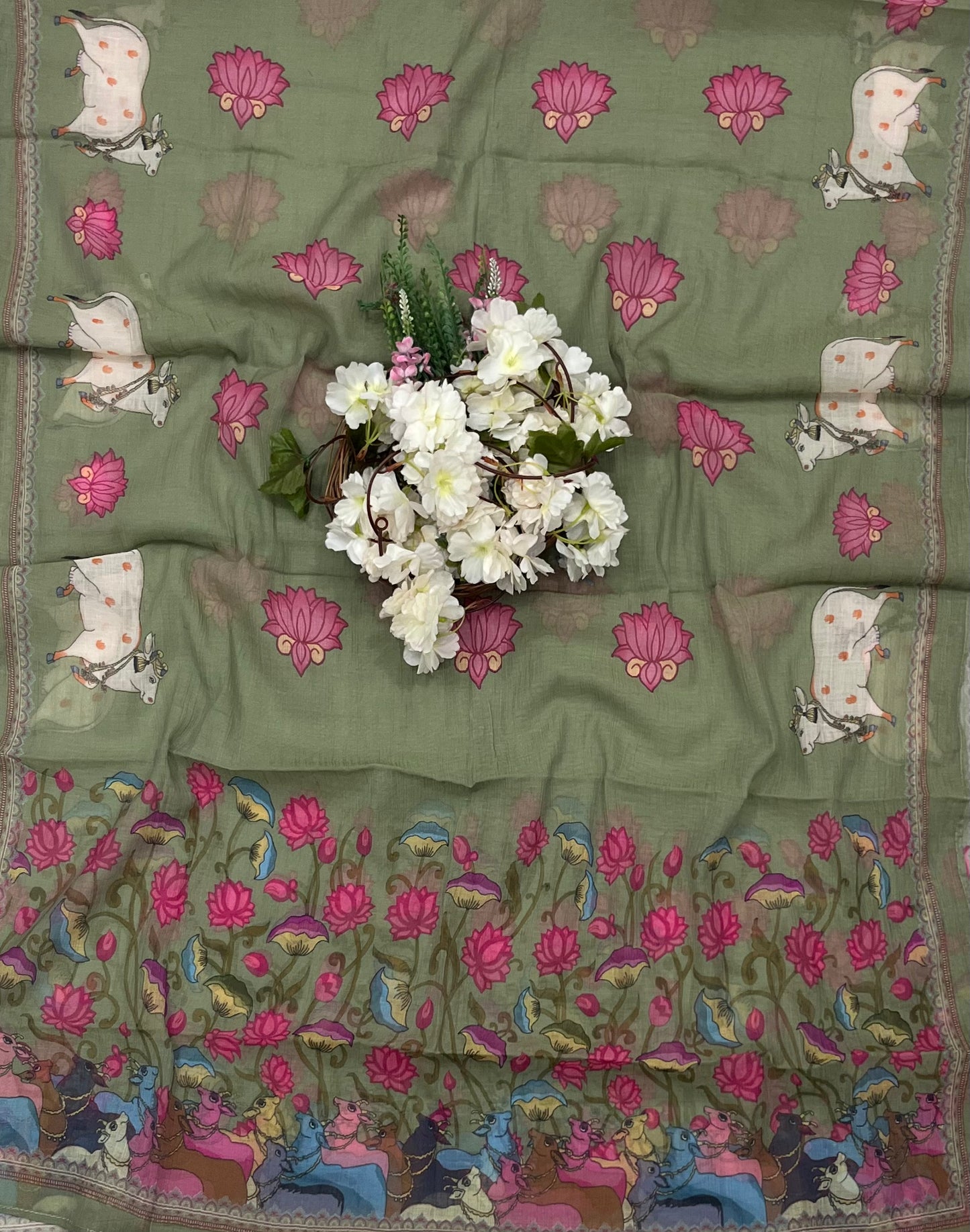 CKC 835 Mul Cotton Green suit Fabric/ CKC Mul Cotton