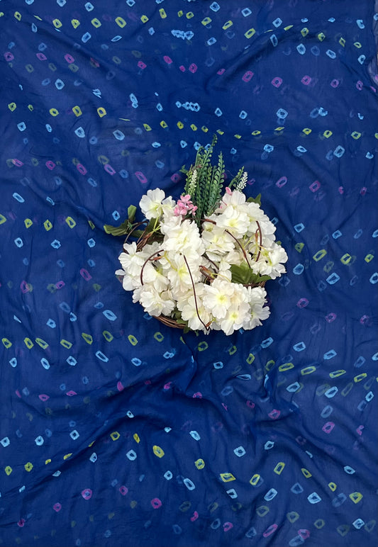 Jaipuri Georgette Navy Blue Suit Fabric / CKC Jaipuri Suits