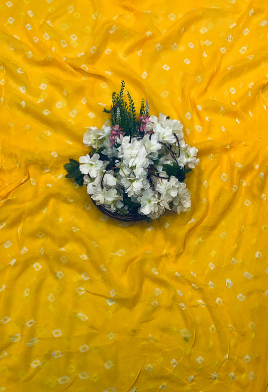 Jaipuri Georgette Yellow Suit Fabric / CKC Jaipuri Suits