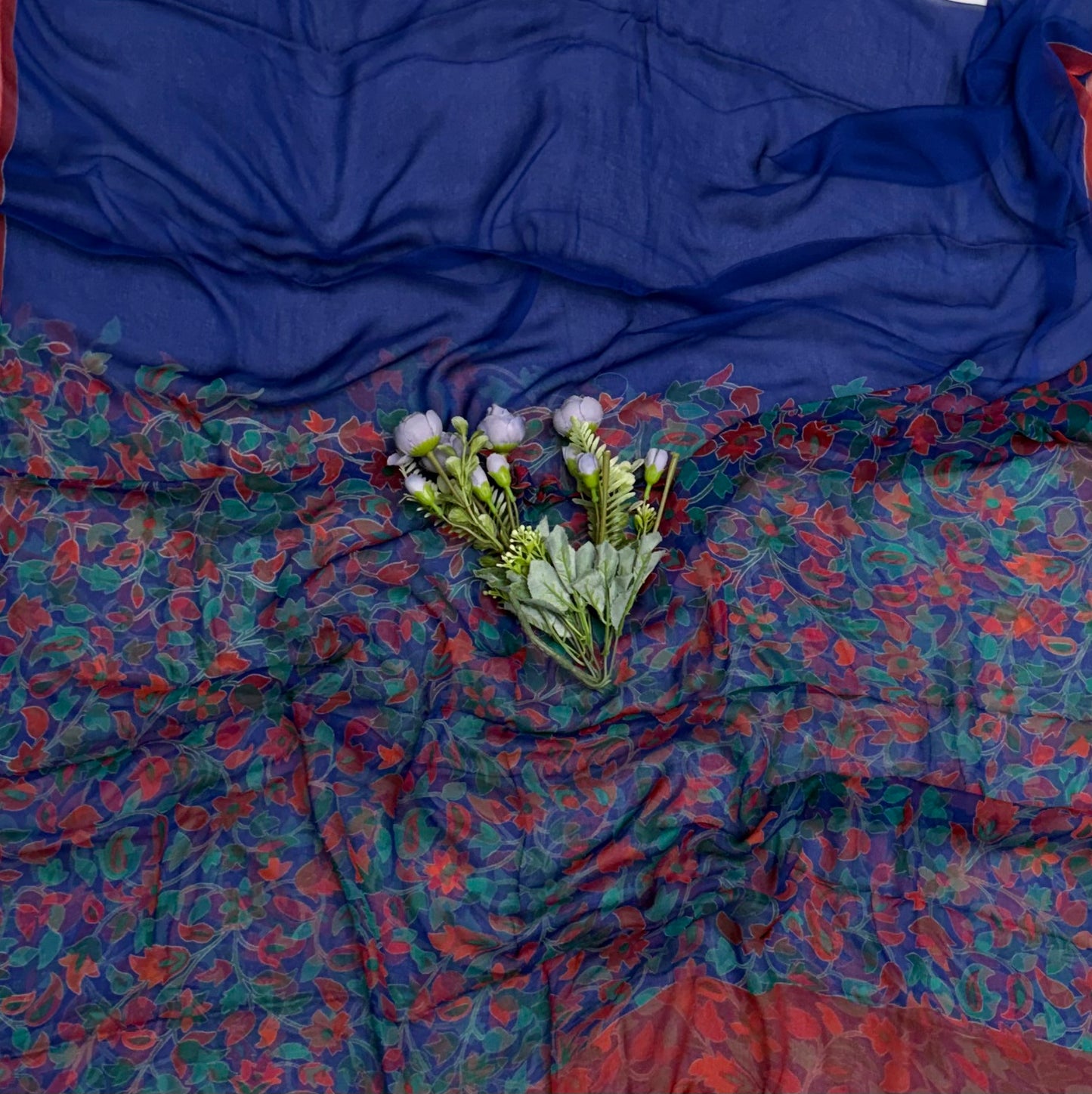 Ckc 86A Crepe Navy Blue Suit Fabric/ Phoolon Ka Ghar