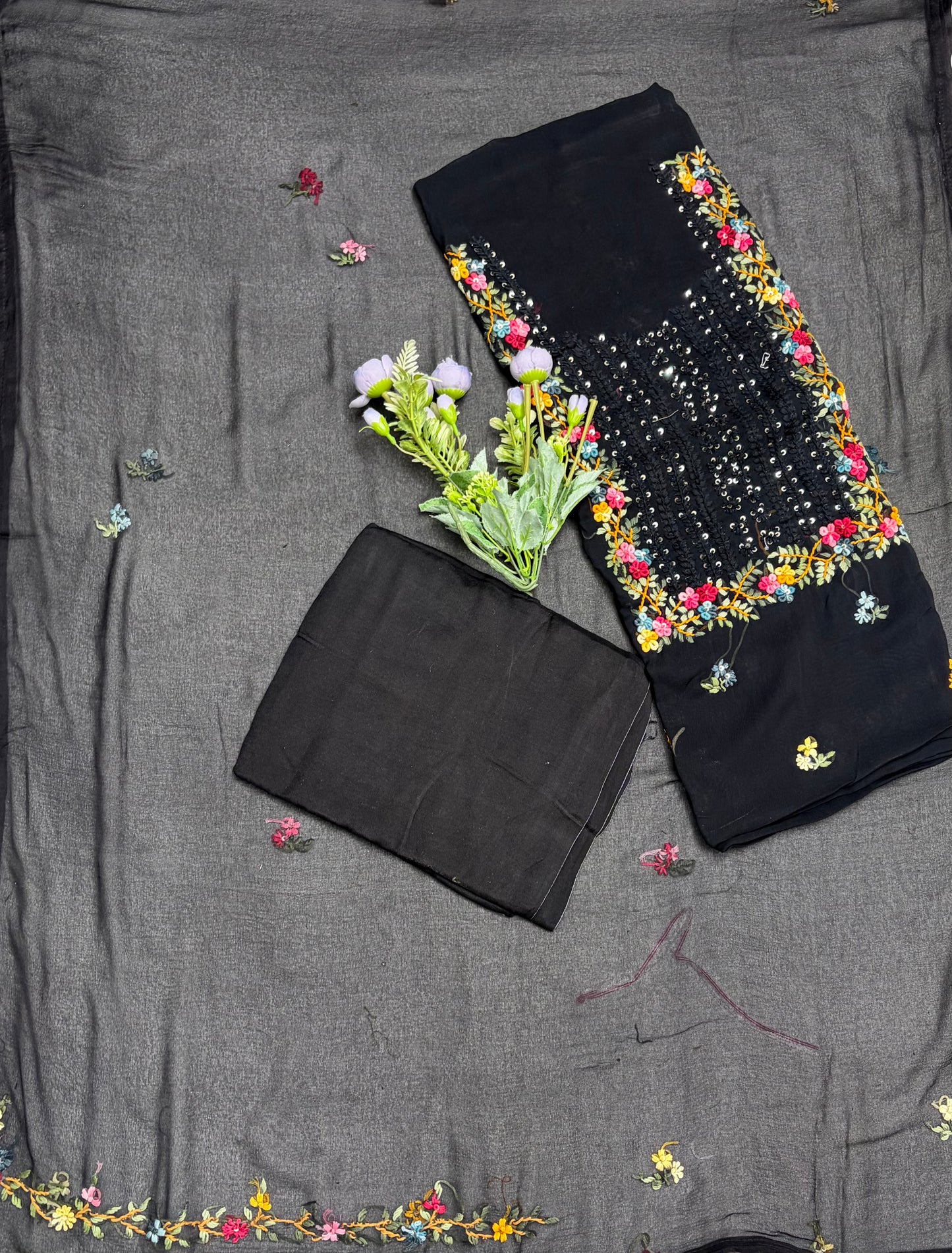 Ckc 269 Georgette Black Suit Fabric / CKC Georgette Suits