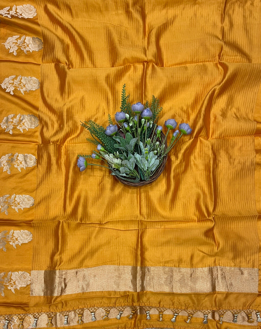 915B Pure Silk Mustard Yellow Suit Fabric/ CKC Banarasi Edit