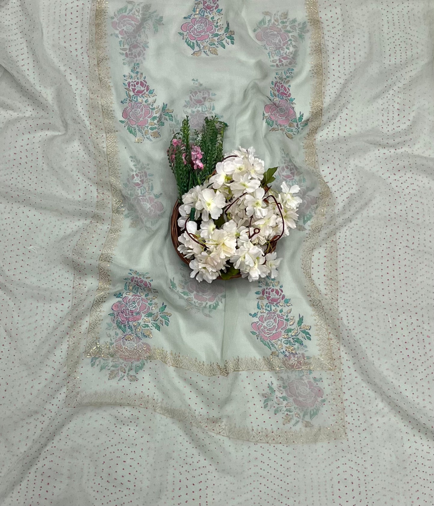 CKC 768 Cotton Dusty Green Suit Fabric / CKC Block Printing Suits