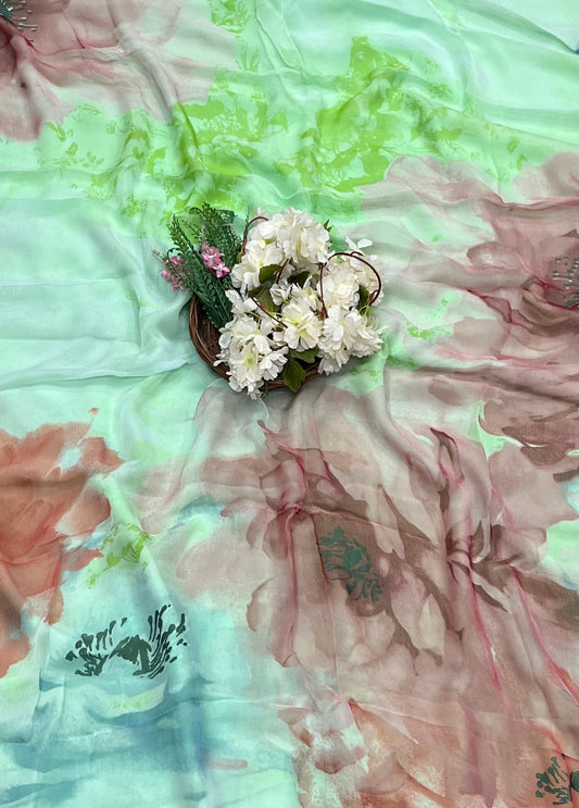 CKC 762 Georgette Green Suit Fabric / CKC Georgette Suits