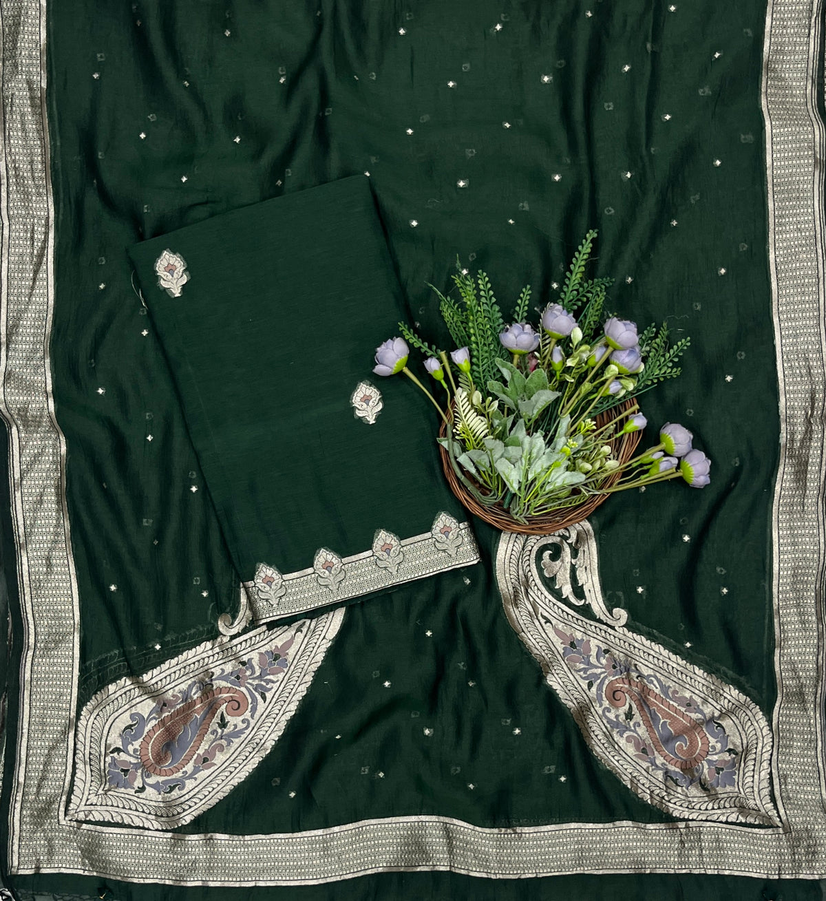 963B Pure Mul Cotton Emerald Green Suit Fabric / CKC Mul Cotton