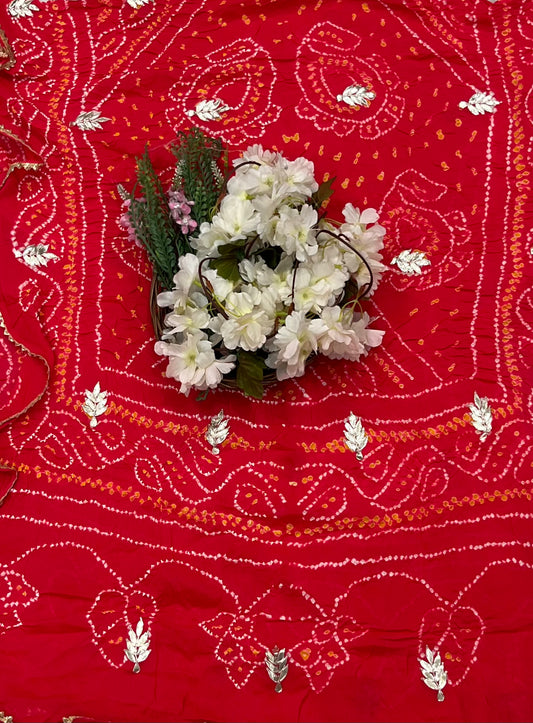 CKC 785 Pure Chinon Crepe Dark Carrot Red Suit Fabric / CKC Jaipuri Suits