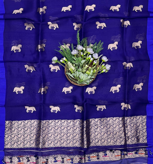 940B Pure Silk Royal Blue Suit Fabric/ CKC Banarasi Edit