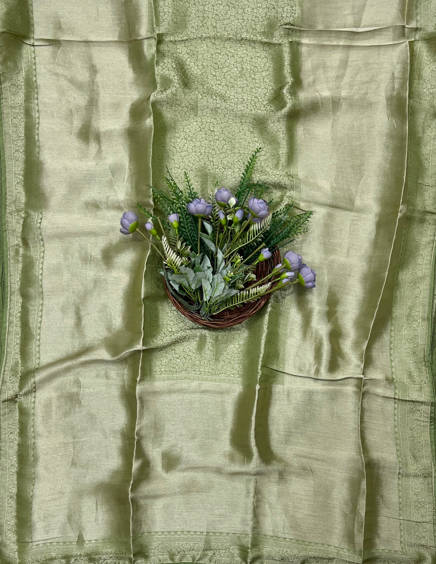947B Soft Brocade Pista Green Suit Fabric / CKC Banarasi Edit