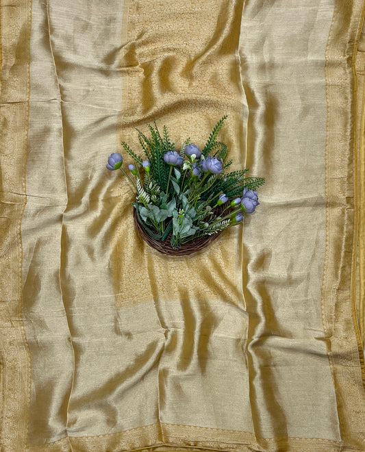 945B Soft Brocade Mustard Yellow Suit Fabric / CKC Banarasi Edit