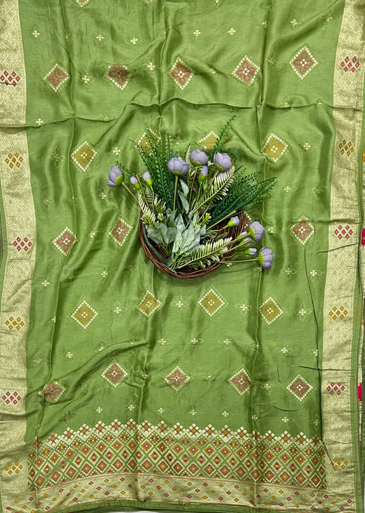 935B Banarasi Silk Mehendi Green Suit Fabric / CKC Banarasi Edit