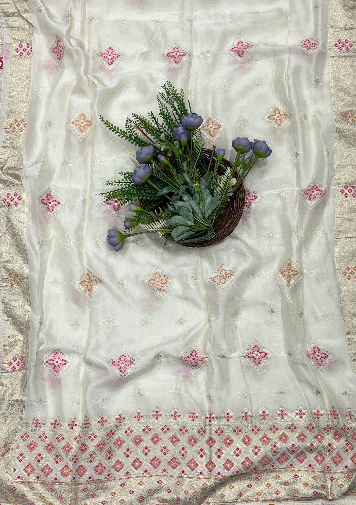 938B Banarasi Silk Off White Suit Fabric / CKC Banarasi Edit