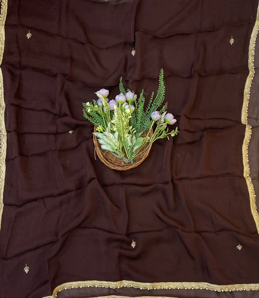 870C Twill Organza Dark Coffee Brown Suit Fabric/ CKC Partywear Collection