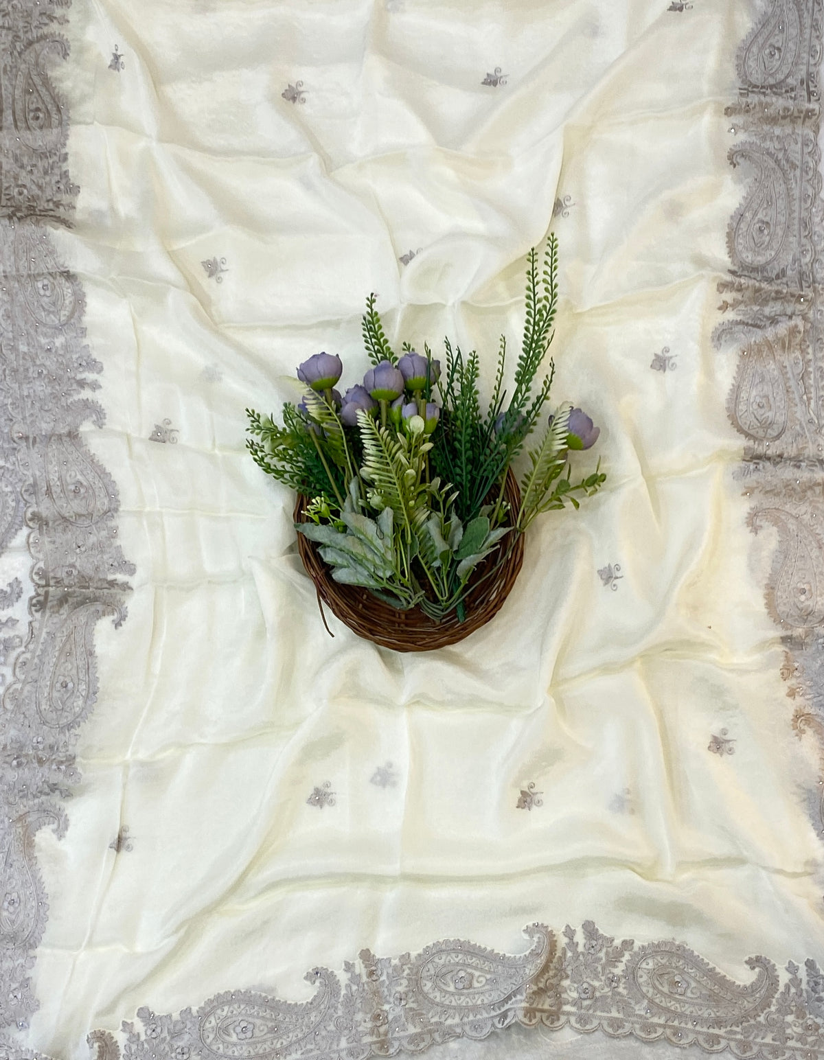 877C Crepe Off White Suit Fabric/ CKC Partywear Collection