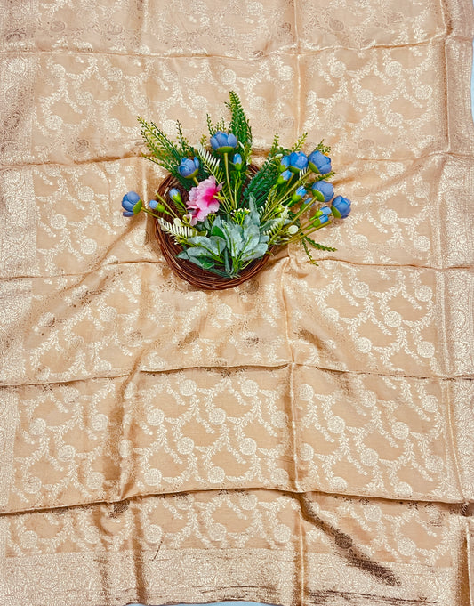 10C Dola Silk Beige Suit Fabric/ CKC Partywear Collection