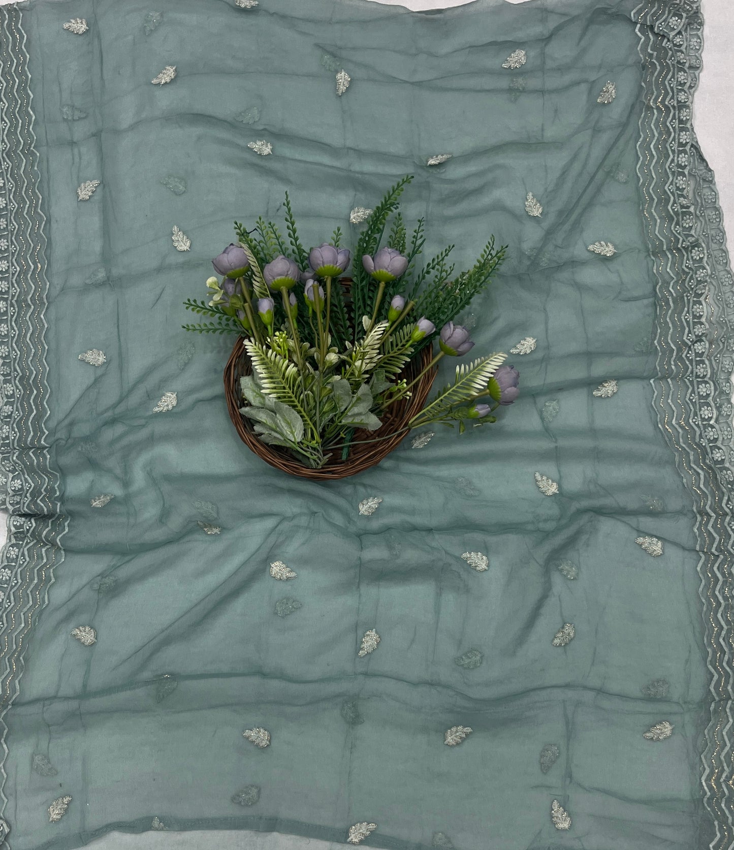 62C Lakhnavi Georgette Dark Sea Green Suit Fabric/ CKC Lakhnavi Suits