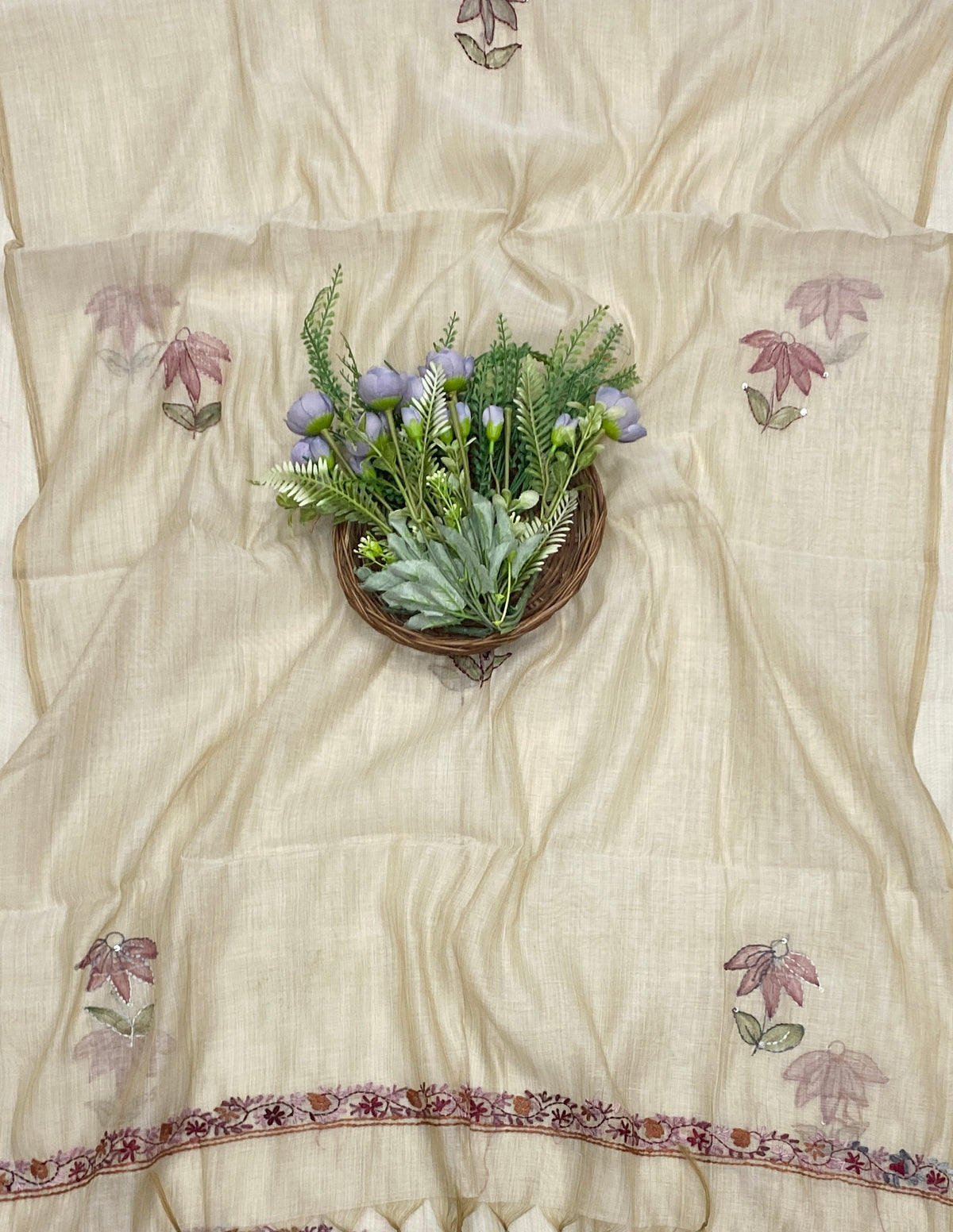 957C Mul Chanderi Off White Suit Fabric/ CKC Mul Cotton