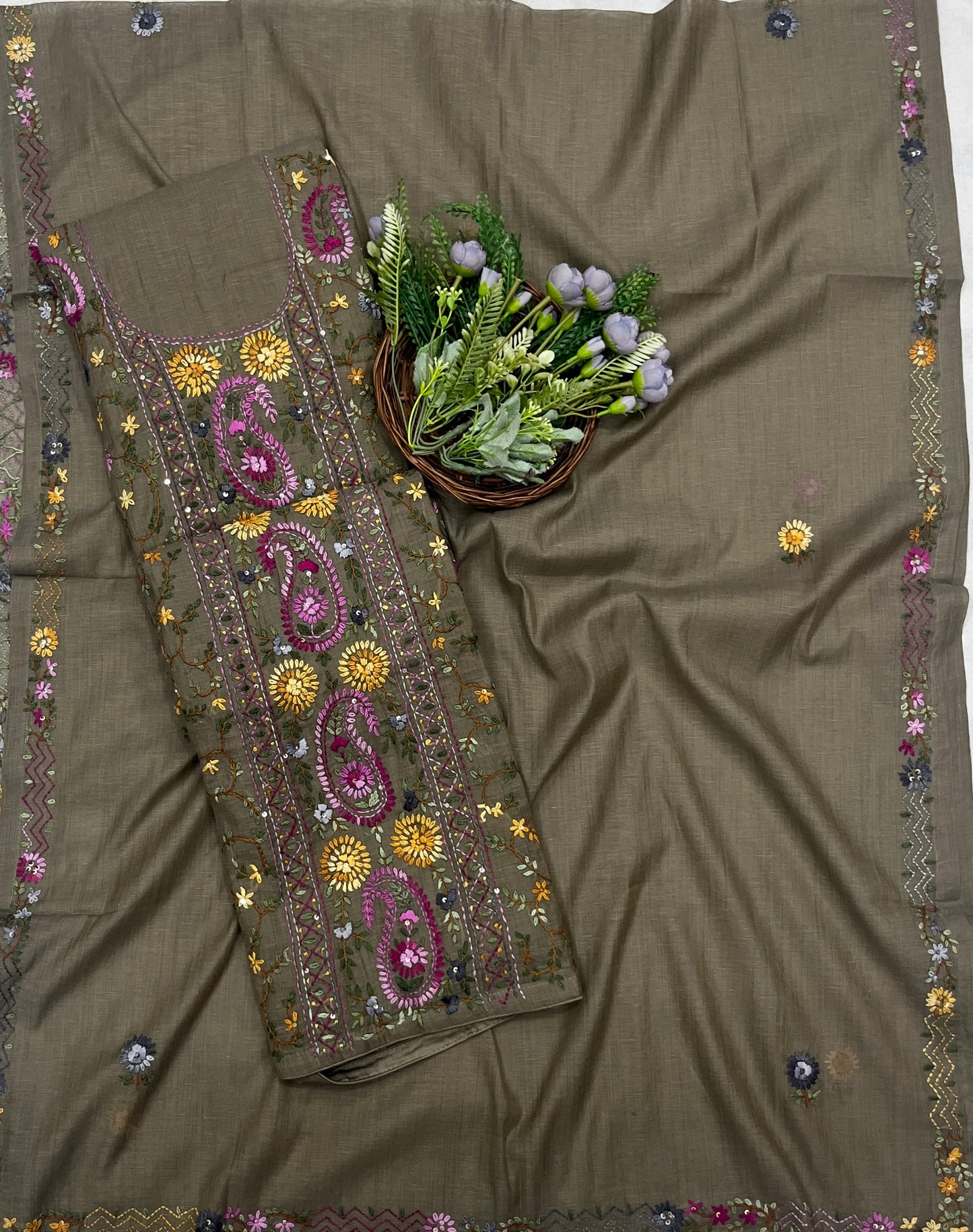 73C Pure Mul Cotton Dark Beige Suit Fabric / CKC Mul Cotton