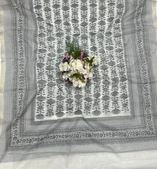 975 Cotton White With Black Suit Fabric / CKC Cotton Bazaar